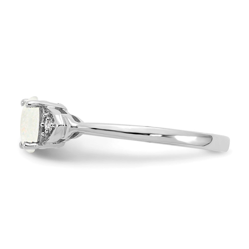 14K Weißgold Ring mit Opal und echten Diamanten