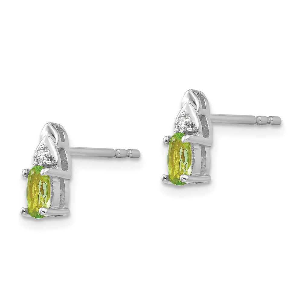 14K Weißgold Peridot-Diamant-Ohrringe