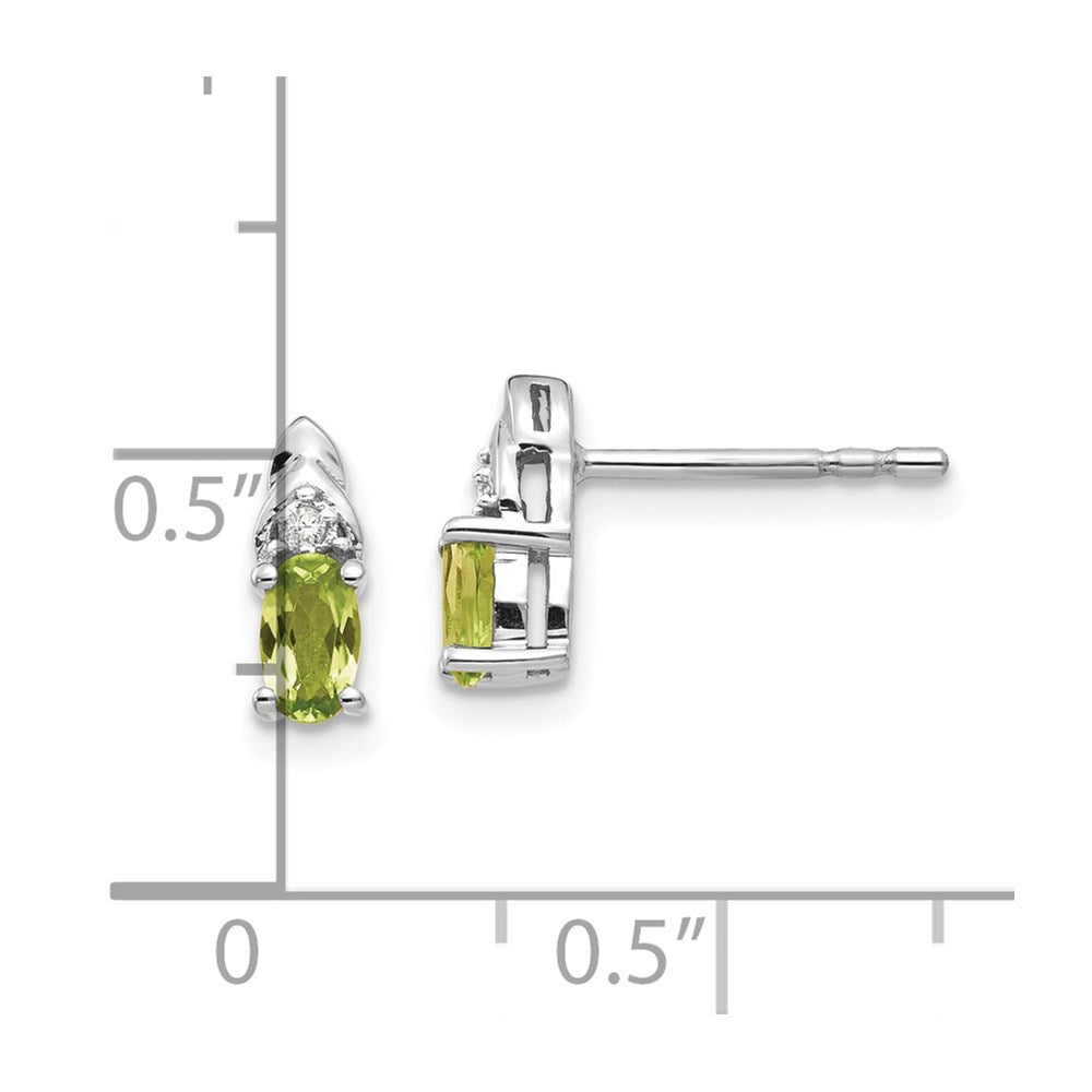 14K Weißgold Peridot-Diamant-Ohrringe