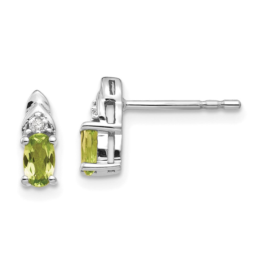 14K Weißgold Peridot-Diamant-Ohrringe
