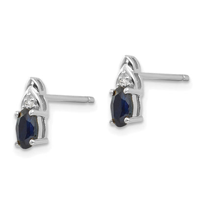 14K Weißgold Ohrringe mit Saphir und Diamant