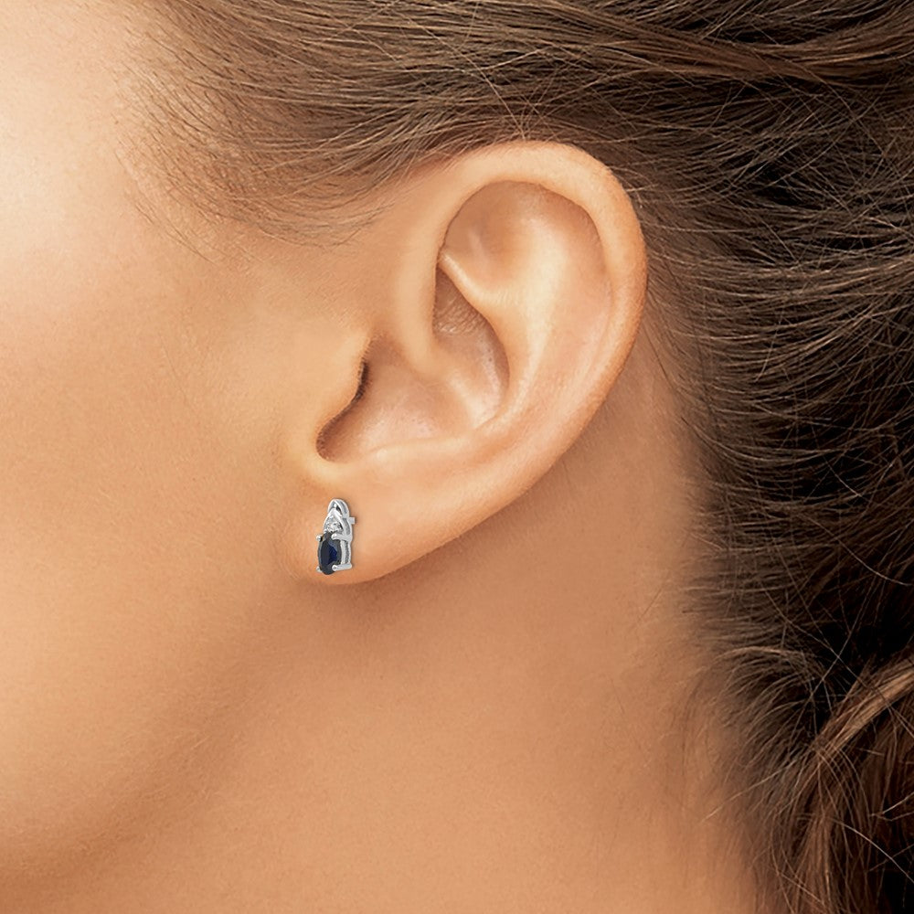 14K Weißgold Ohrringe mit Saphir und Diamant