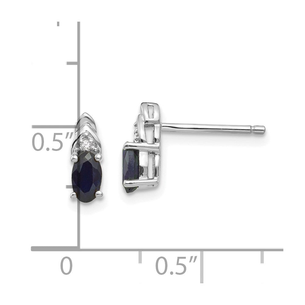 14K Weißgold Ohrringe mit Saphir und Diamant