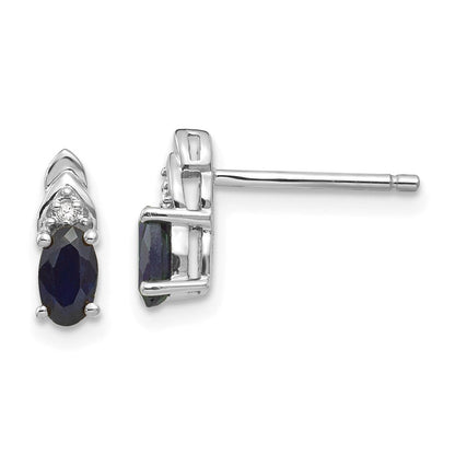 14K Weißgold Ohrringe mit Saphir und Diamant