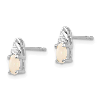 14K Weißgold Opal-Diamant-Ohrringe