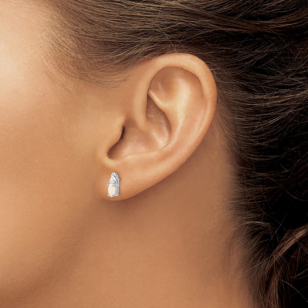 14K Weißgold Opal-Diamant-Ohrringe