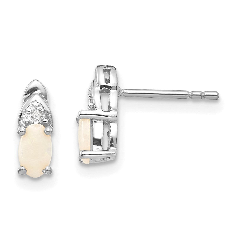 14K Weißgold Opal-Diamant-Ohrringe