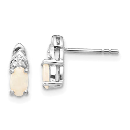14K Weißgold Opal-Diamant-Ohrringe