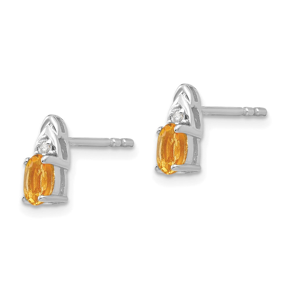14K Weißgold Ohrringe mit Citrin und Diamant