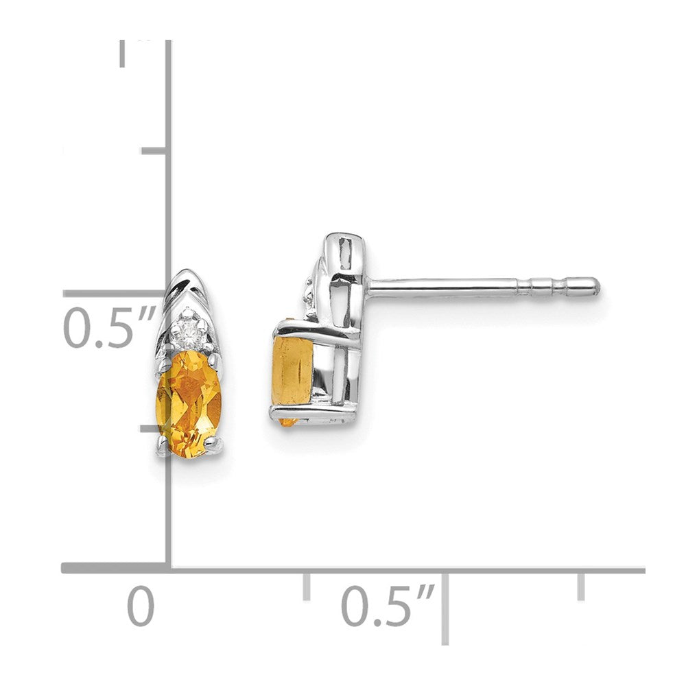 14K Weißgold Ohrringe mit Citrin und Diamant