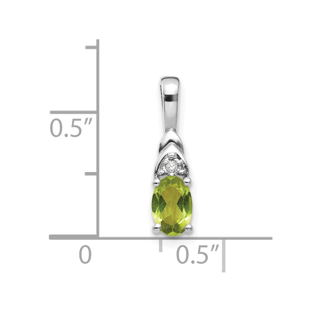 14K Weißgold Anhänger mit Peridot und Diamant