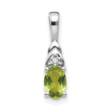 14K Weißgold Anhänger mit Peridot und Diamant