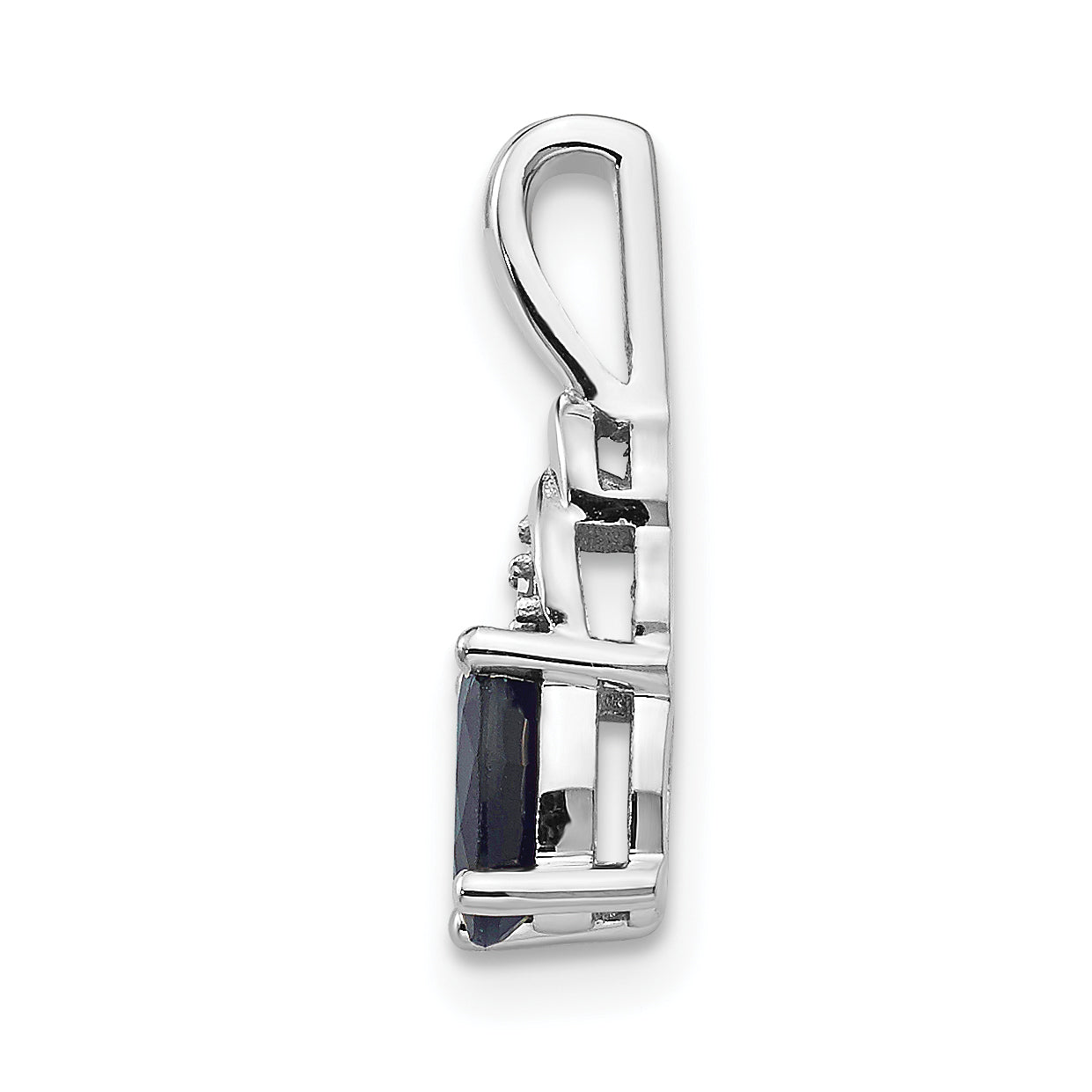 14K Weißgold Saphir-Diamant-Anhänger