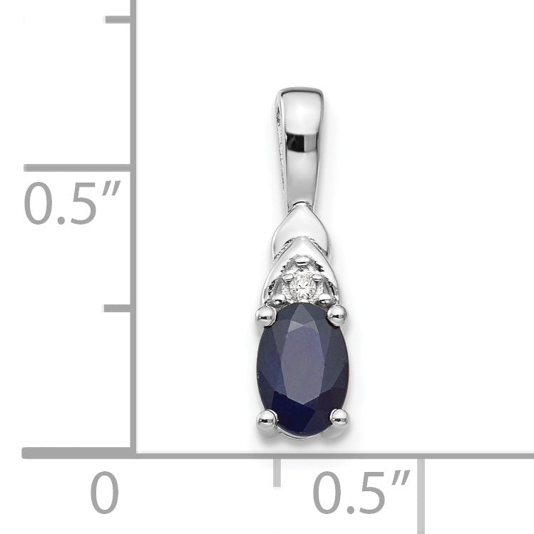 14K Weißgold Saphir-Diamant-Anhänger