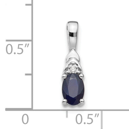 14K Weißgold Saphir-Diamant-Anhänger