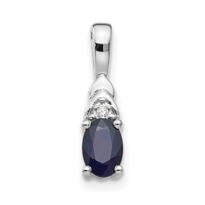 14K Weißgold Saphir-Diamant-Anhänger