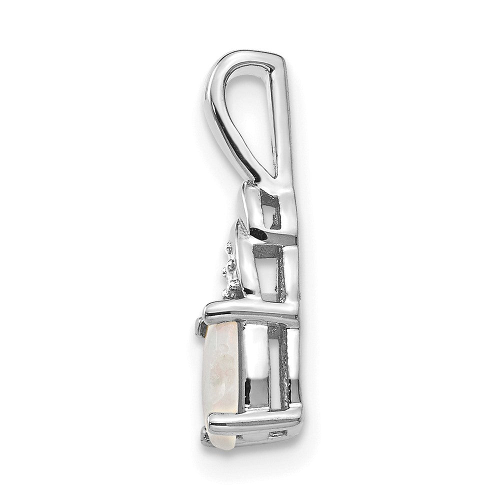 14K Weißgold Anhänger mit Opal und Diamant