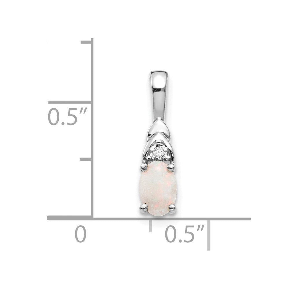 14K Weißgold Anhänger mit Opal und Diamant