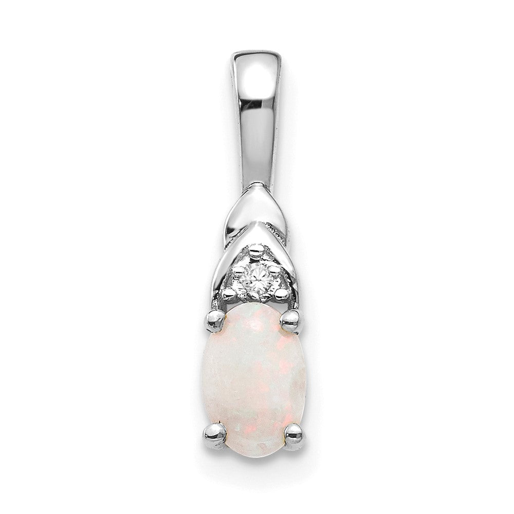 14K Weißgold Anhänger mit Opal und Diamant