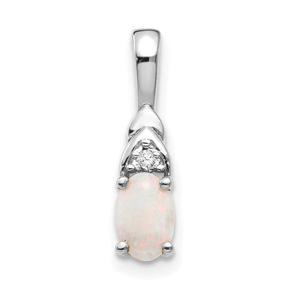 14K Weißgold Anhänger mit Opal und Diamant