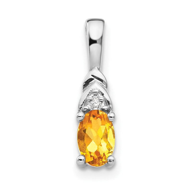 14K Weißgold Anhänger mit Citrin und Diamant