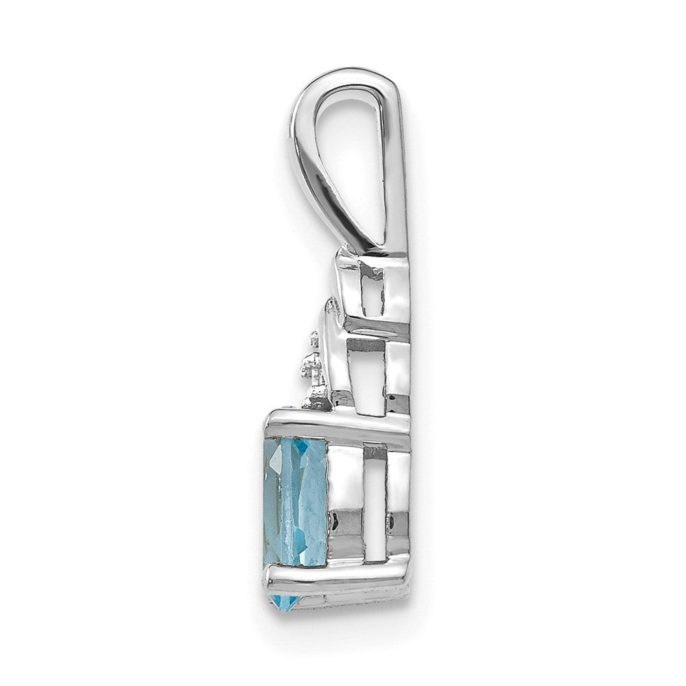 14K Weißgold Anhänger mit blauem Topas und Diamant