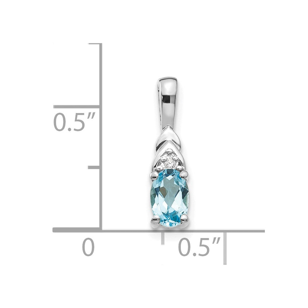 14K Weißgold Anhänger mit blauem Topas und Diamant