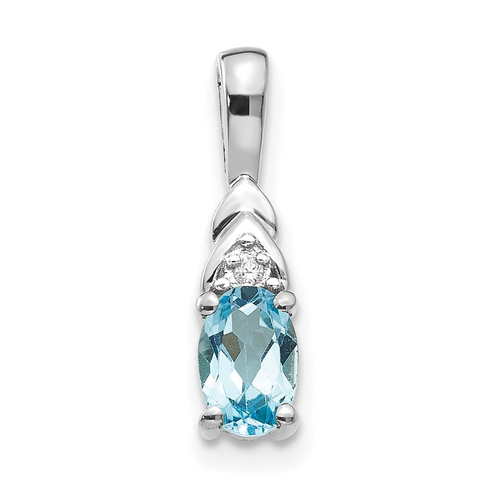 14K Weißgold Anhänger mit blauem Topas und Diamant