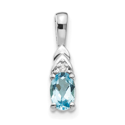 14K Weißgold Anhänger mit blauem Topas und Diamant