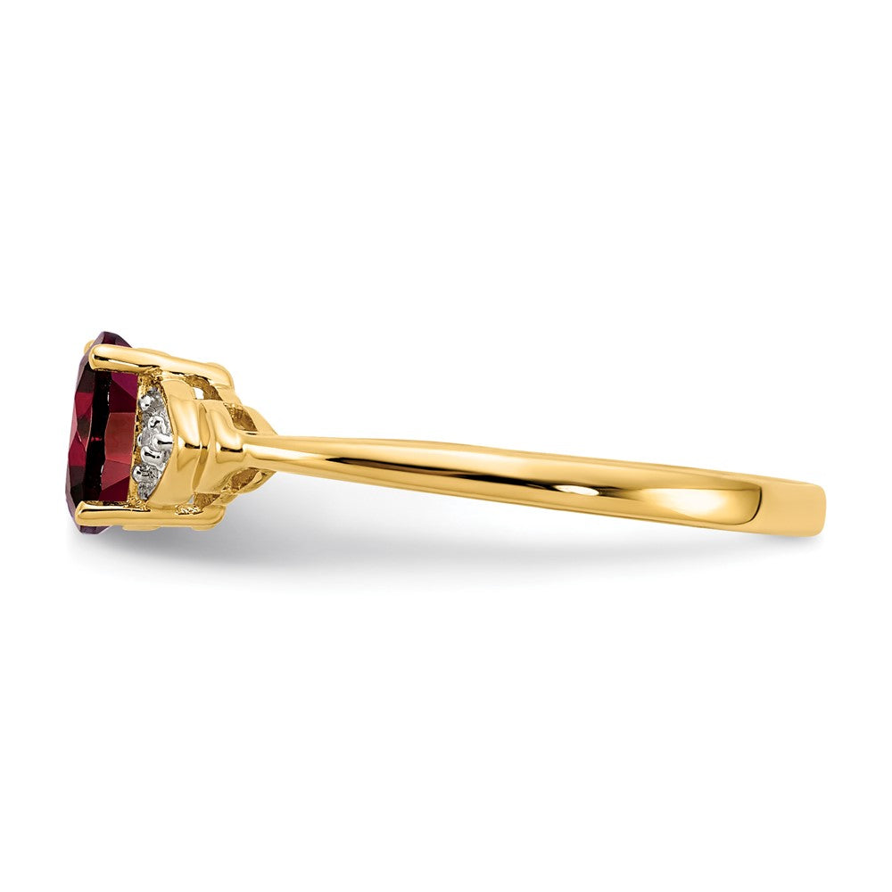 14K Gelbgold Granat und Diamant Ring