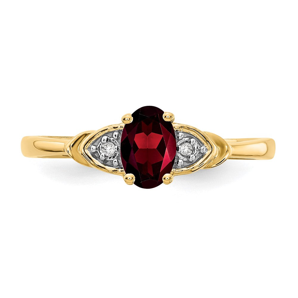 14K Gelbgold Granat und Diamant Ring