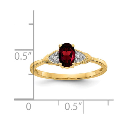 14K Gelbgold Granat und Diamant Ring