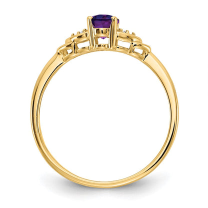 14K Gelbgold Amethyst und Diamant Ring