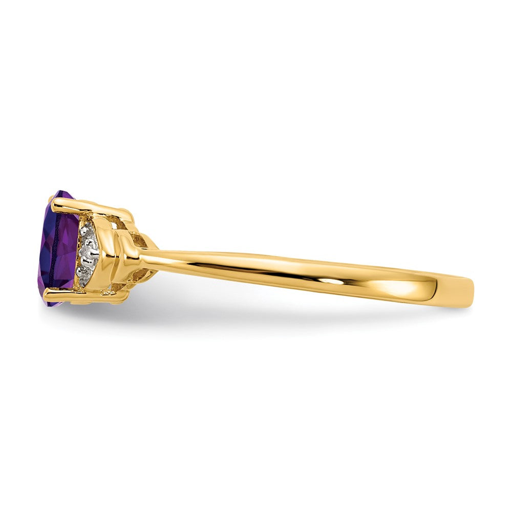 14K Gelbgold Amethyst und Diamant Ring