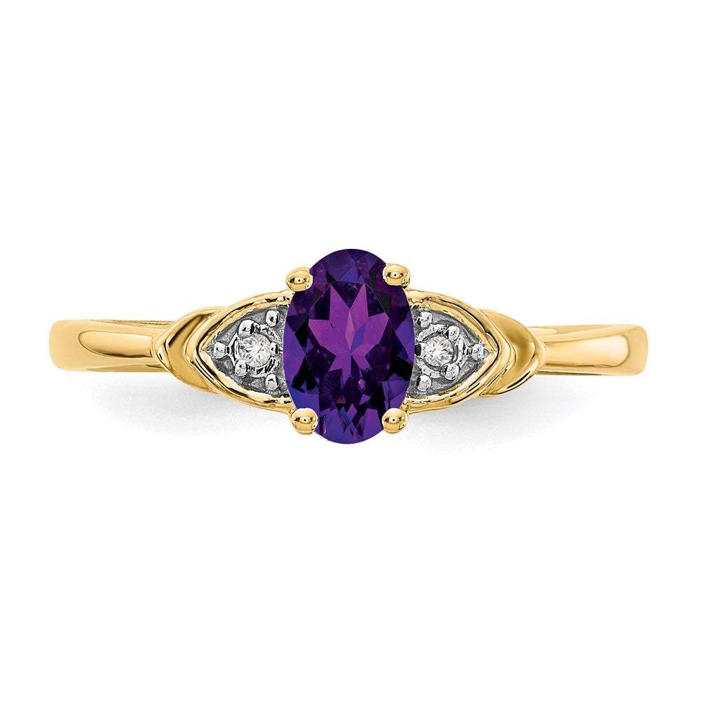 14K Gelbgold Amethyst und Diamant Ring