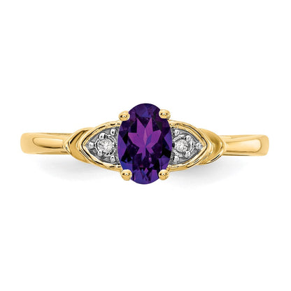 14K Gelbgold Amethyst und Diamant Ring