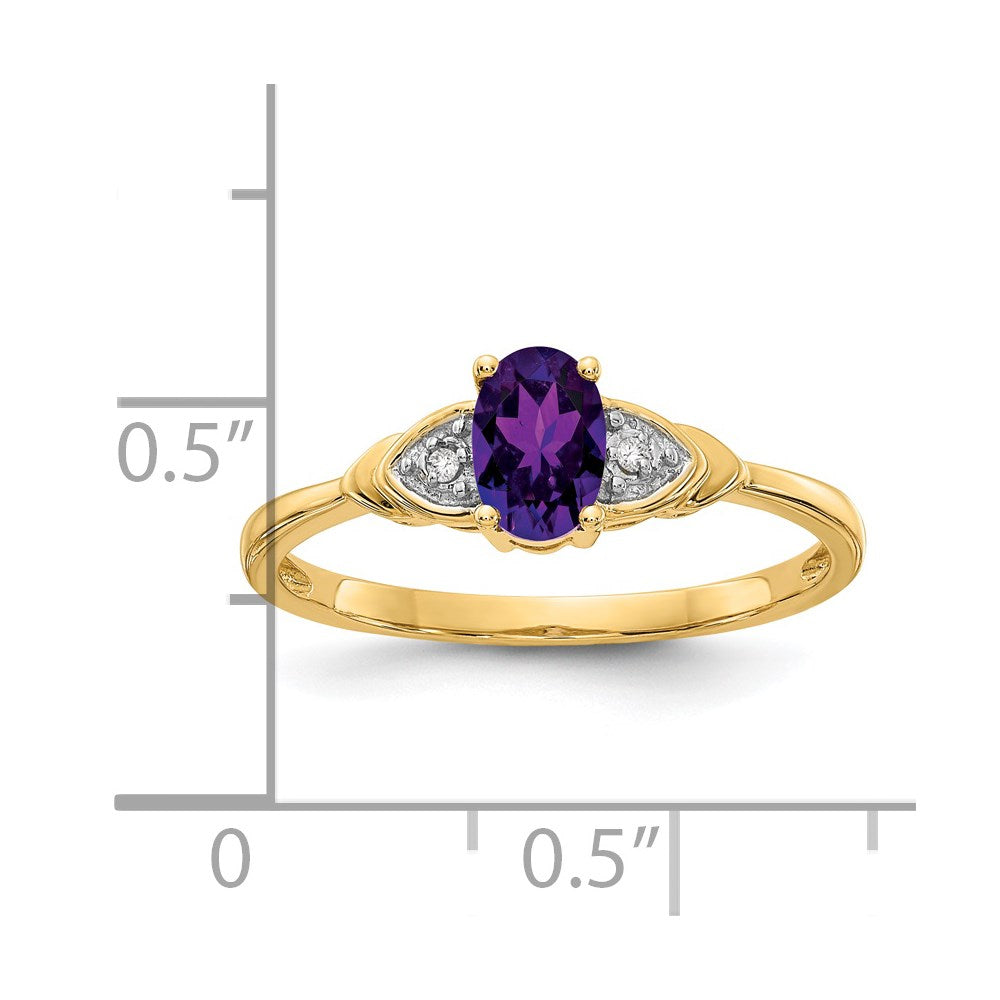 14K Gelbgold Amethyst und Diamant Ring
