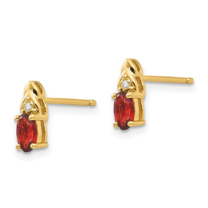 14K Ohrringe mit Diamanten und Granat