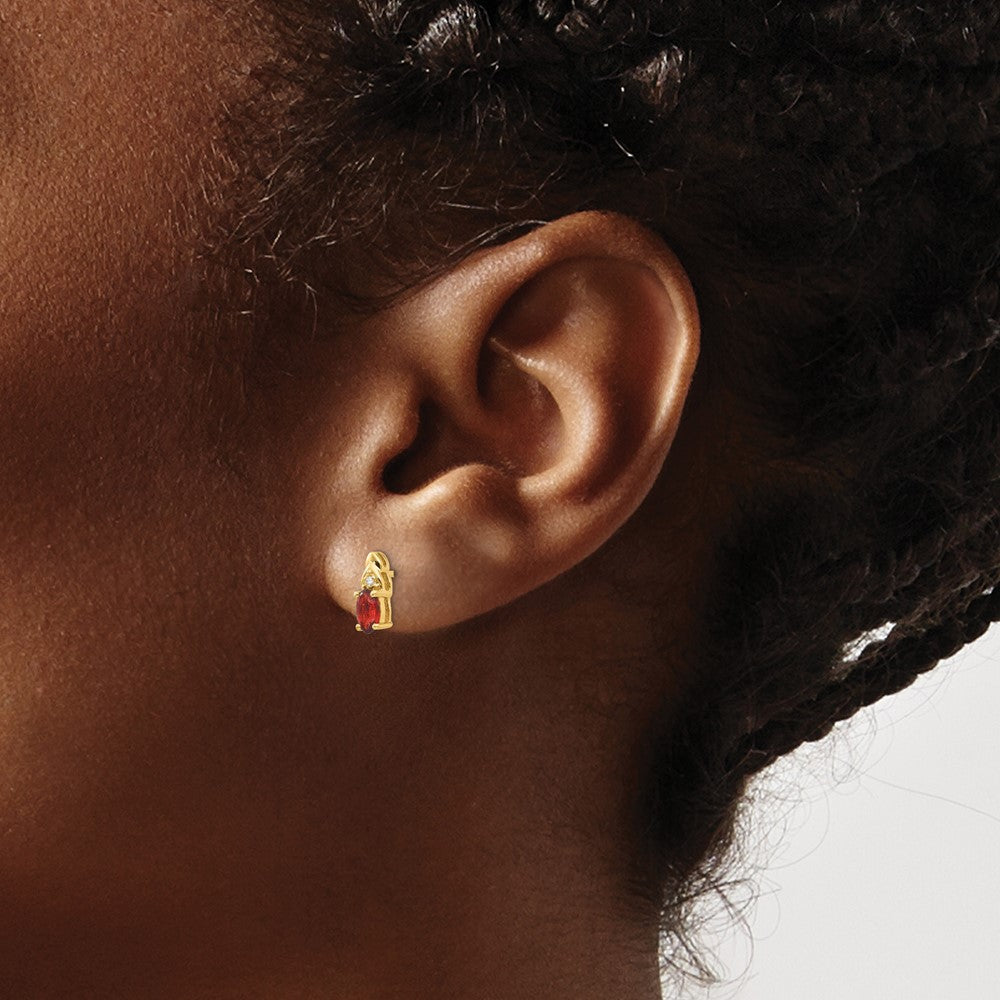 14K Ohrringe mit Diamanten und Granat