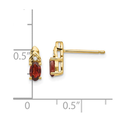 14K Ohrringe mit Diamanten und Granat