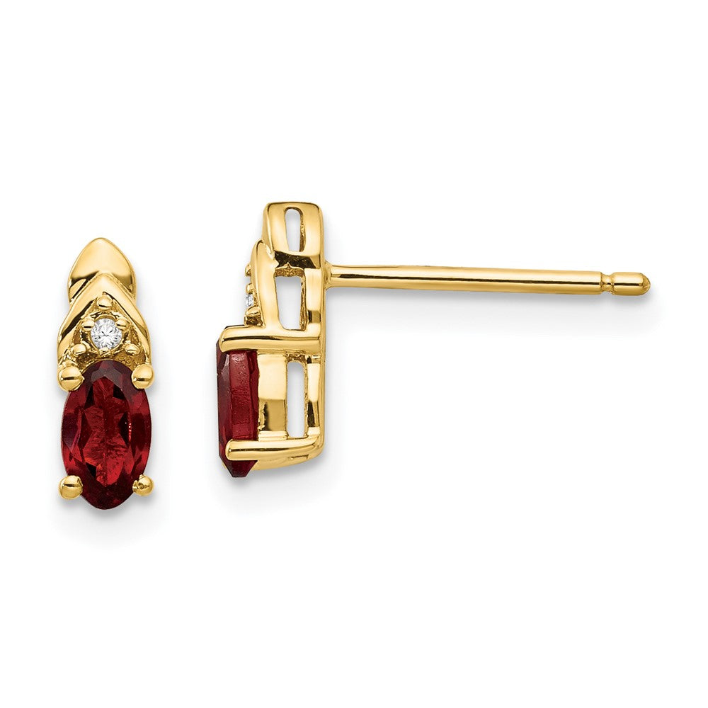 14K Ohrringe mit Diamanten und Granat