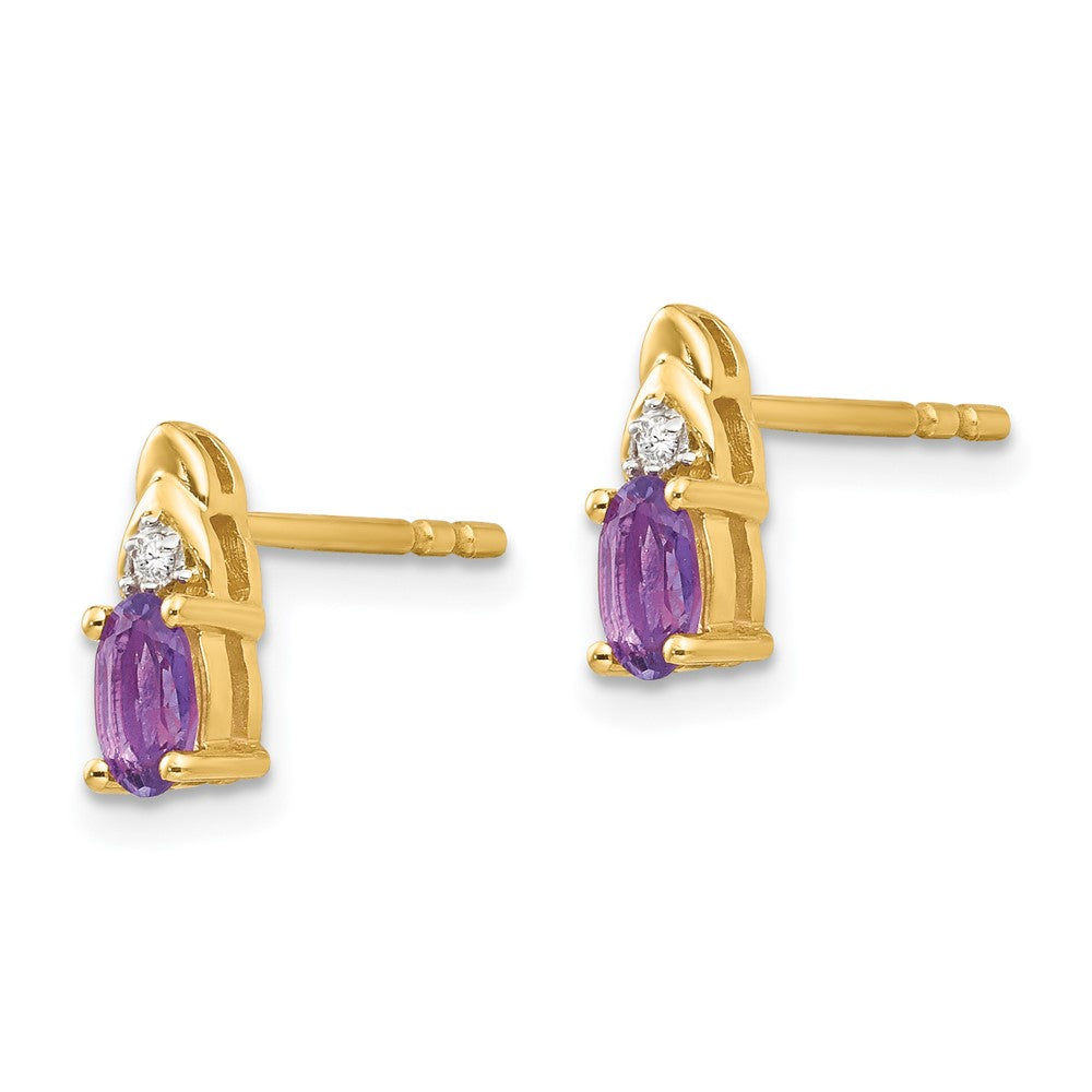 14K Gold Ohrringe mit Diamant und Amethyst