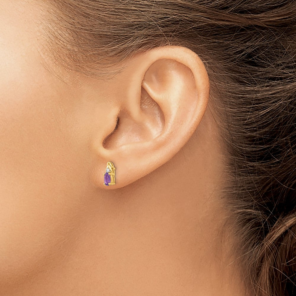 14K Gold Ohrringe mit Diamant und Amethyst
