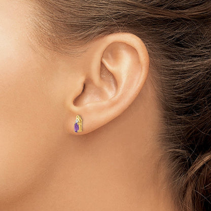 14K Gold Ohrringe mit Diamant und Amethyst