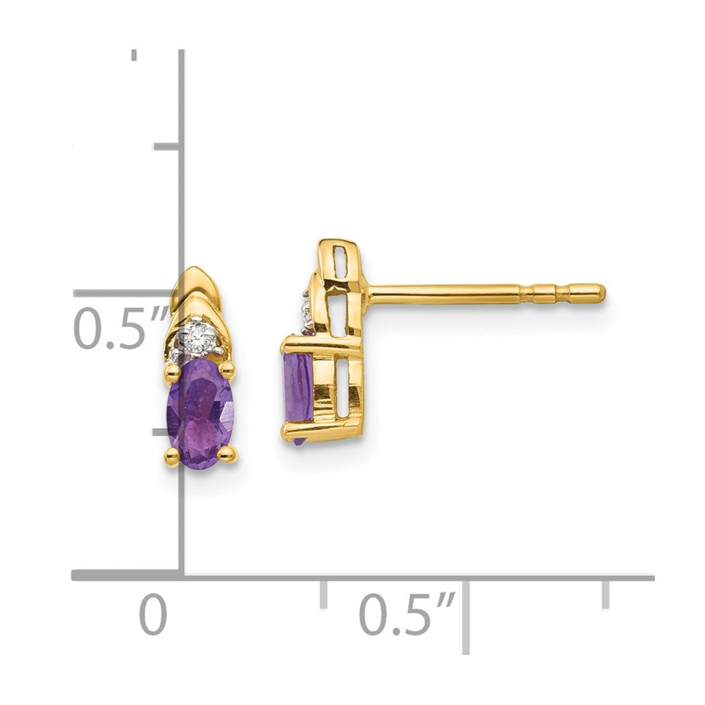 14K Gold Ohrringe mit Diamant und Amethyst