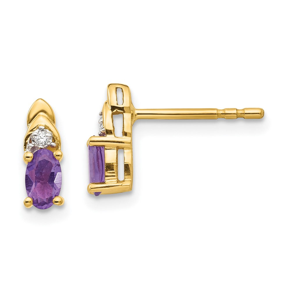 14K Gold Ohrringe mit Diamant und Amethyst