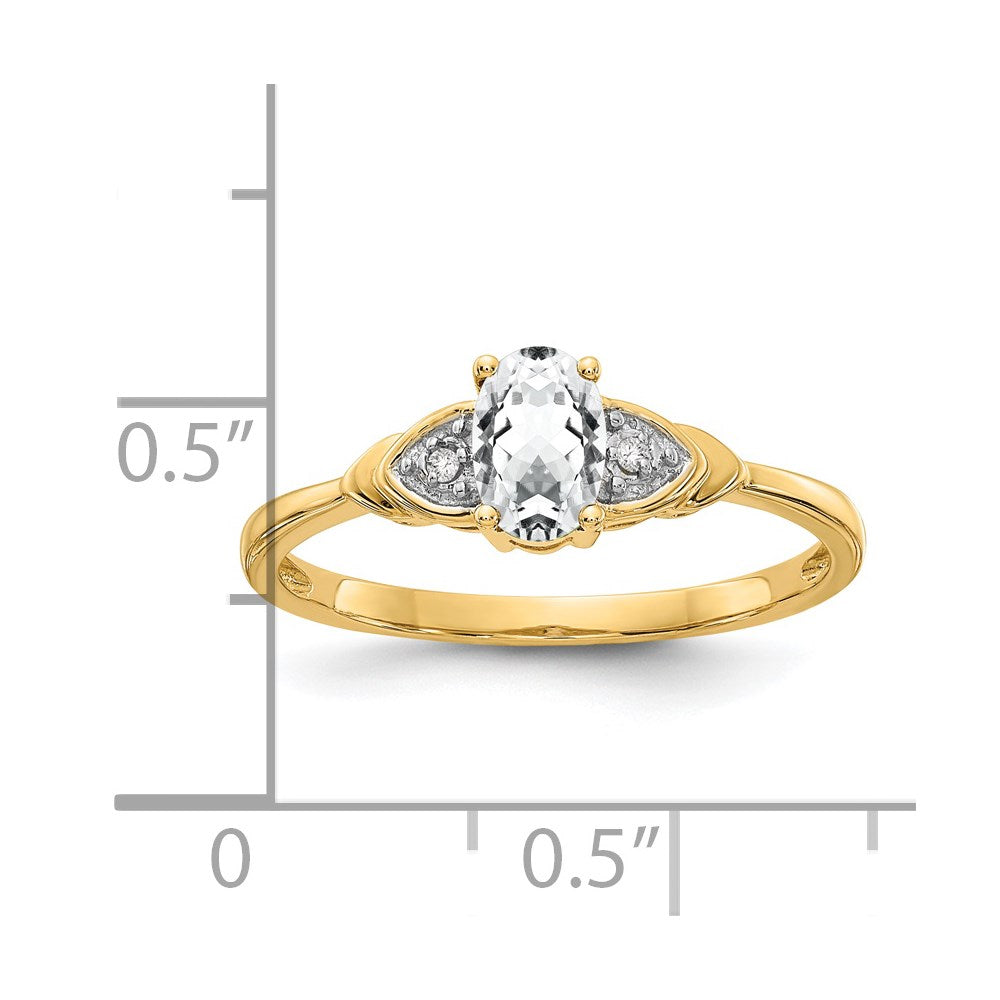14K Gelbgold Weiß Topas und Diamant Ring
