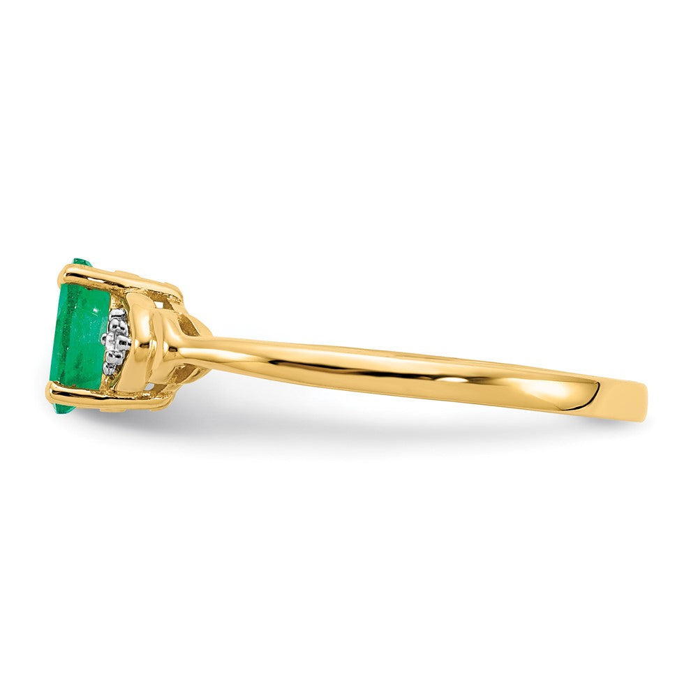 14K Gelbgold Ring mit Smaragd und echten Diamanten