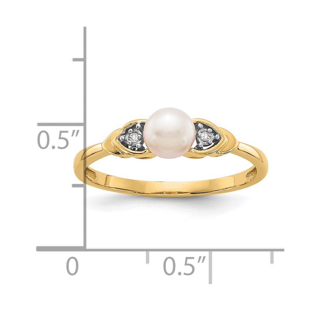 585 Gelbgold Ring mit FW-Zuchtperle und echtem Diamant