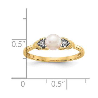 585 Gelbgold Ring mit FW-Zuchtperle und echtem Diamant